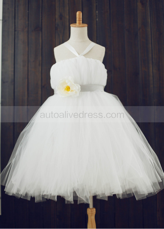 Ivory Tulle Cute Tutu Flower Girl Dress